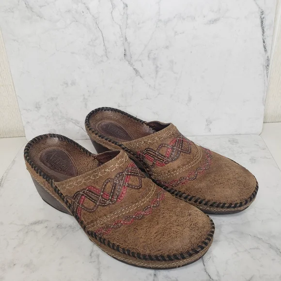 Clarks brown leather Artisan slip on mule clog loafers SZ 7.5 - Picture 2 of 8